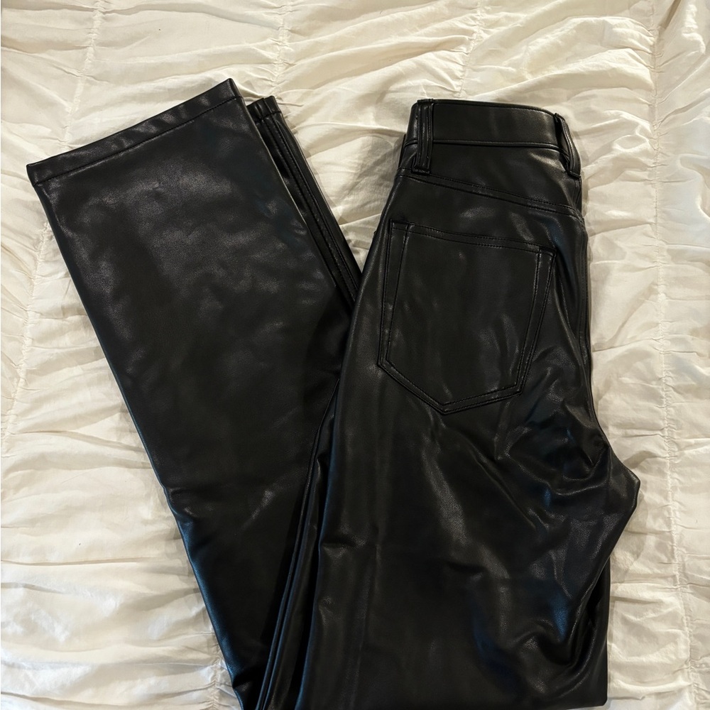 Abercrombie Leather Trouser curve love high rise full length vegan leather black